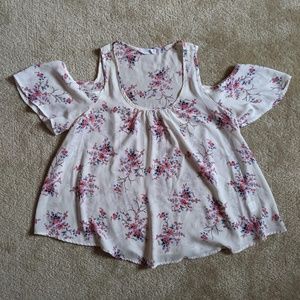 Lush Floral Cold Shoulder Blouse